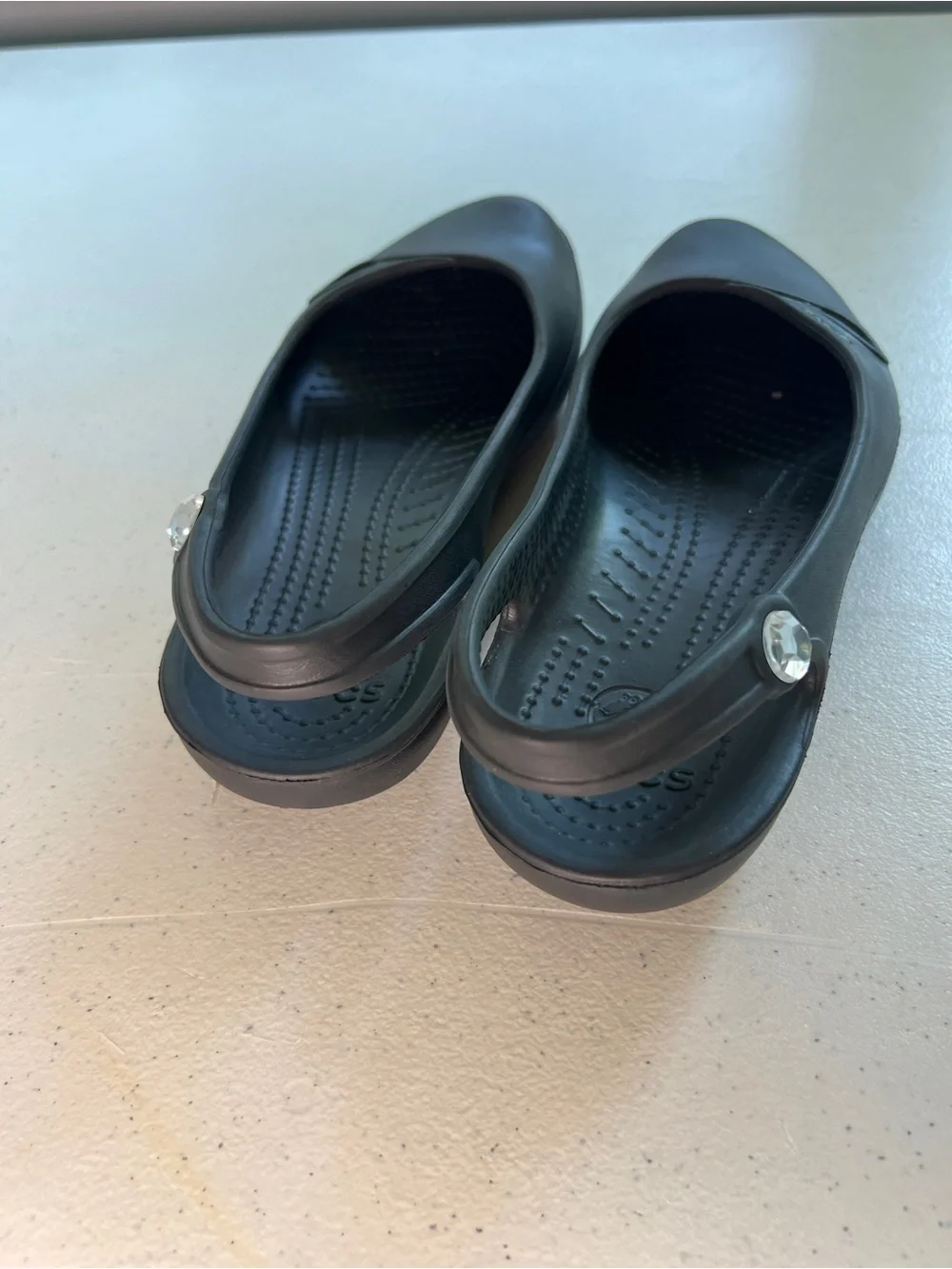 Crocs Shoes Women’s Sz 7 Olivia Black Flats Mary Jane Jeweled Ballet Slingback